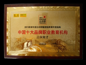 正保育才被評為“中國十大品牌職業教育機構” 