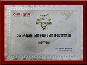 正保網中網榮獲央廣網“2016年度中國影響力職業教育品牌”